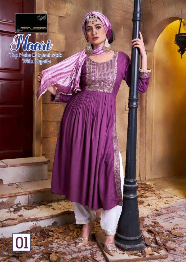 Manjeera Naari Fancy Rayon Kurti With Bottom Dupatta Collection